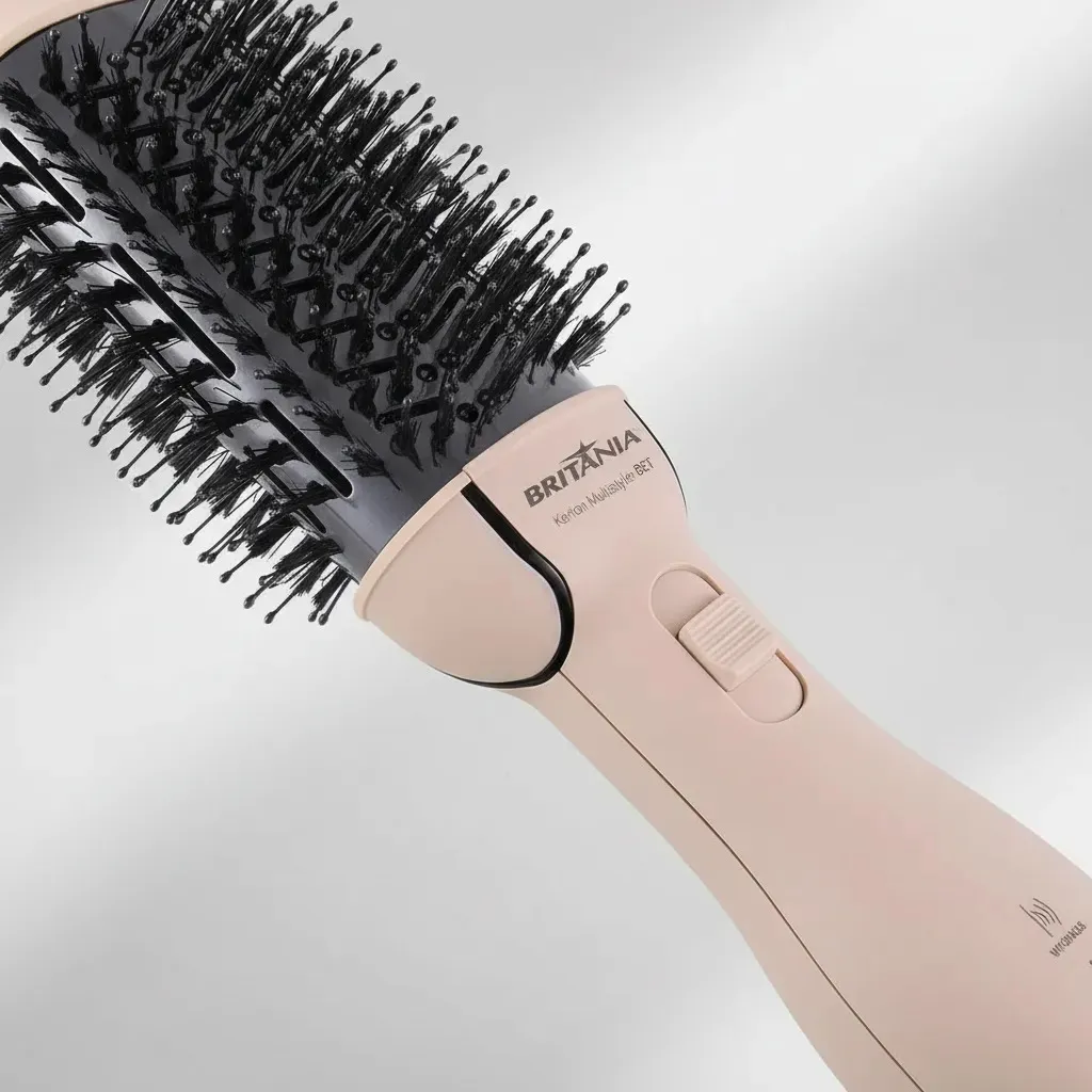 Escova Secadora Britânia BEC07R 4 em 1, 1300W, Cerâmica e Íons, Bivolt — Rosa