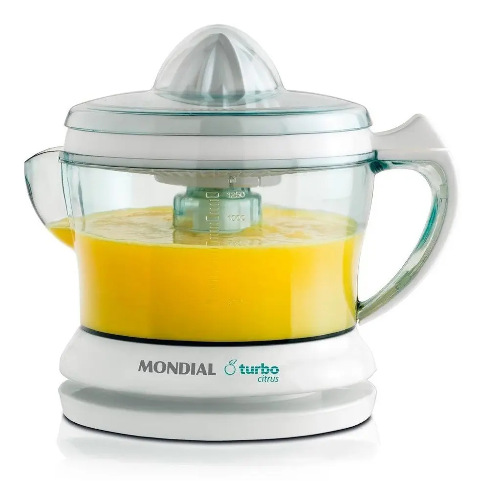 Espremedor Turbo Citrus Mondial E-01, 25 W, Jarra Integrada de 1,25 L, Branco