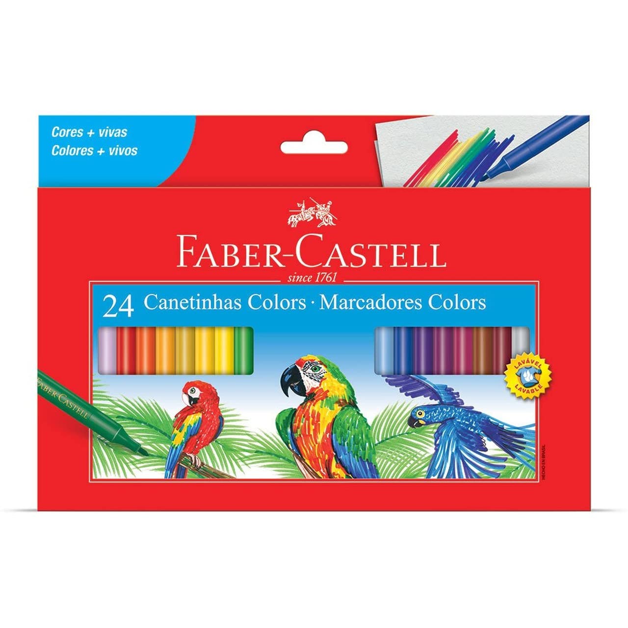 Faber-Castell Canetinha Hidrográfica 24 Cores, Estojo Cartão (15.0124CZF)