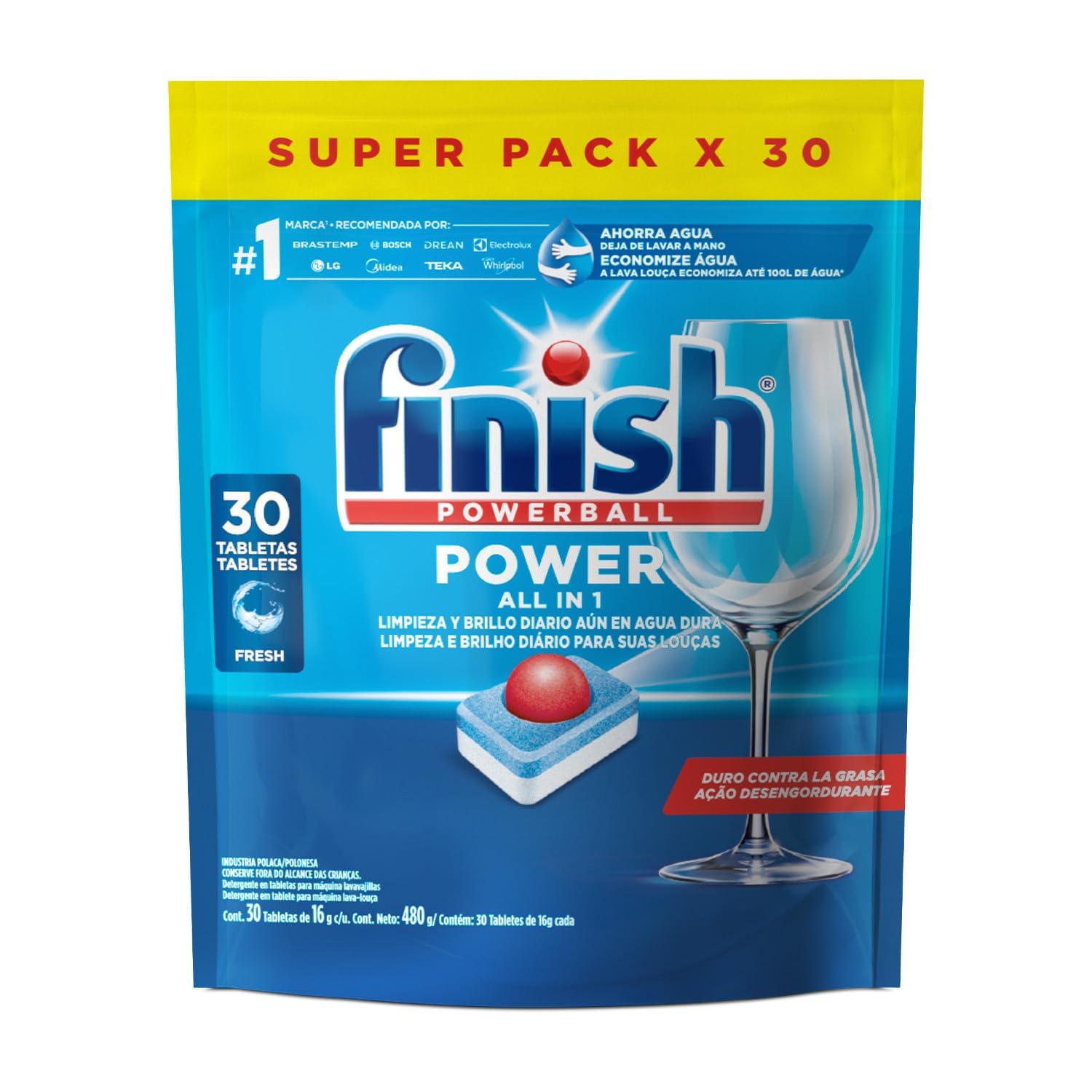 Finish Powerball Detergente para Lava-Louças em Tabletes (30 unidades)