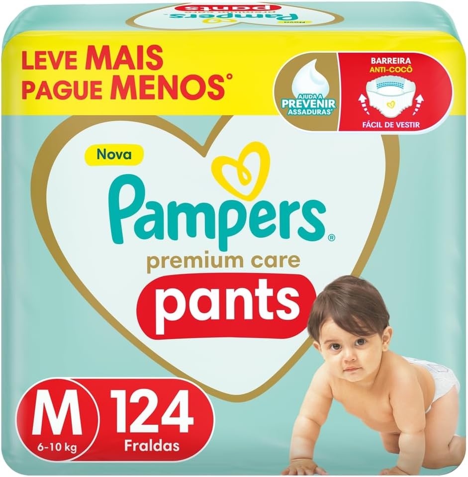 Fralda Pampers Premium Care Pants (Tamanho M, 124un)