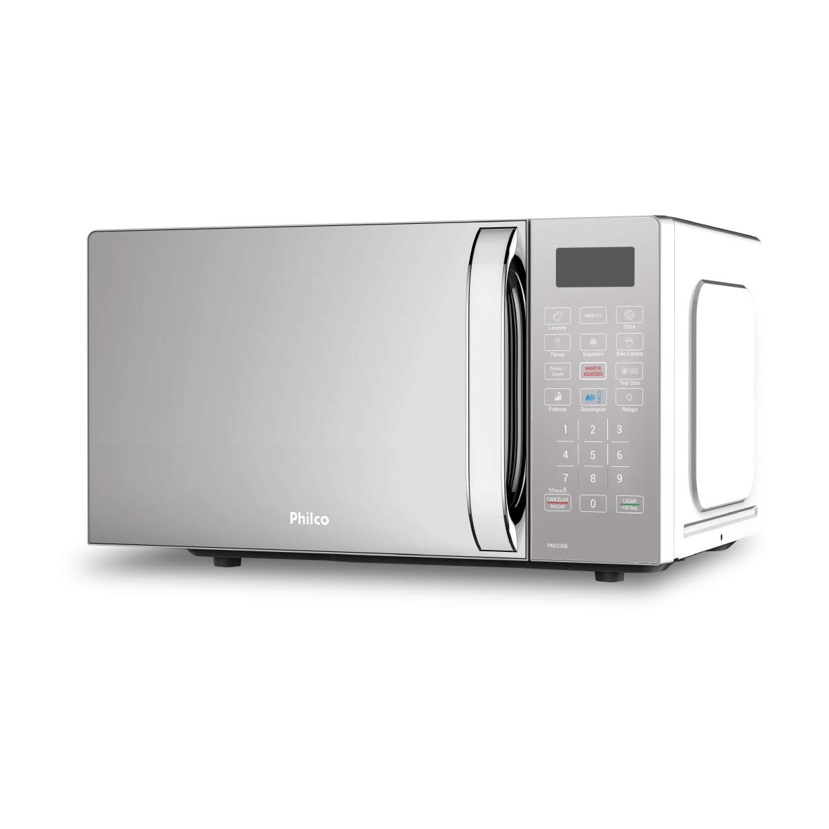 Micro-ondas Philco 20L Espelhado Limpa Fácil, 1100W, Menu Fit PMO23E — 127V