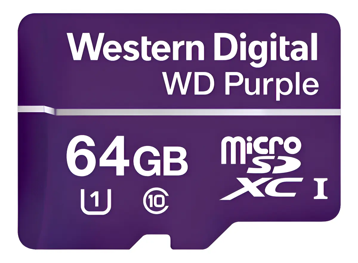 Cartão Micro SD 64GB WD Purple 32TBW Intelbras para Câmera de Segurança