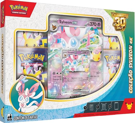 Pokémon TCG Celebração de 30 Anos — Box Pokémon Ex Sylveon