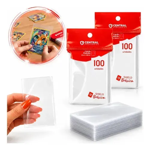 Kit 200 Sleeves Protetor de Cards Pokémon, Magic 65x90mm